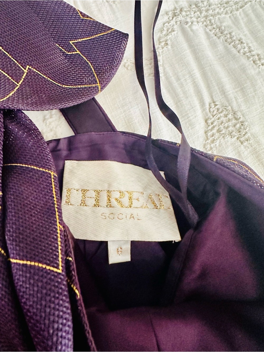 Thread Social Purple Halter Dress with Gold Stitching - Picture 3 of 3